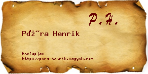 Póra Henrik névjegykártya